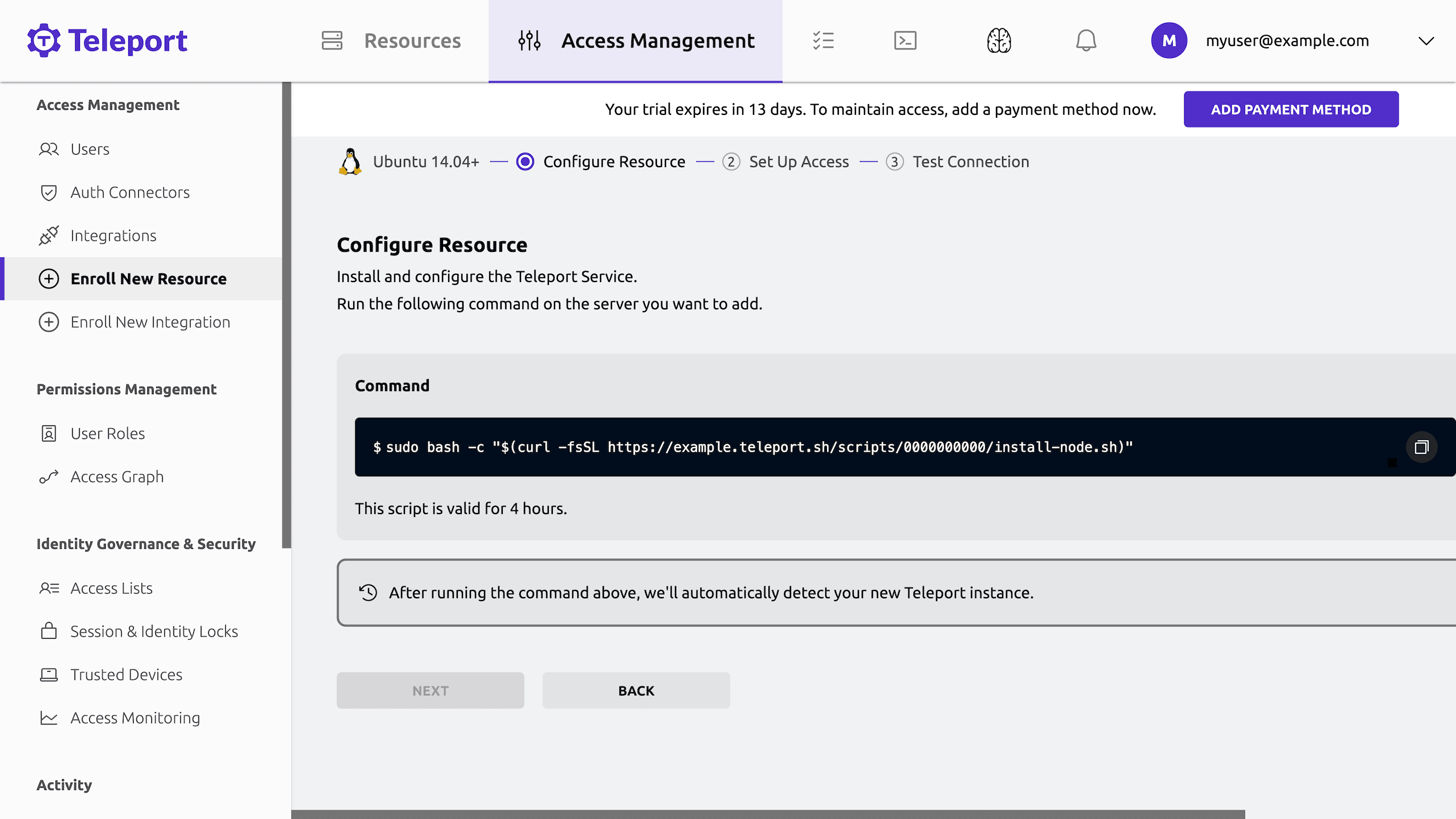 Configure resource